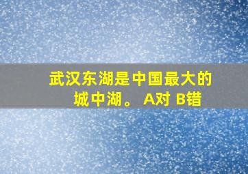 武汉东湖是中国最大的城中湖。 A对 B错